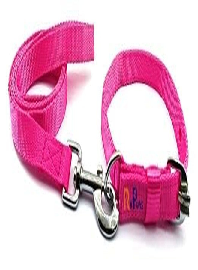 Pups&Pets طقم طوق ومقود من النايلون من Pups&Pets مقاس 22 مم، طقم طوق ومقود قابل للتعديل بشريط ناعم مقاس 0.75 بوصة، مثالي للكلاب الصغيرة والمتوسطة الحجم والجراء (وردي) - Image 5